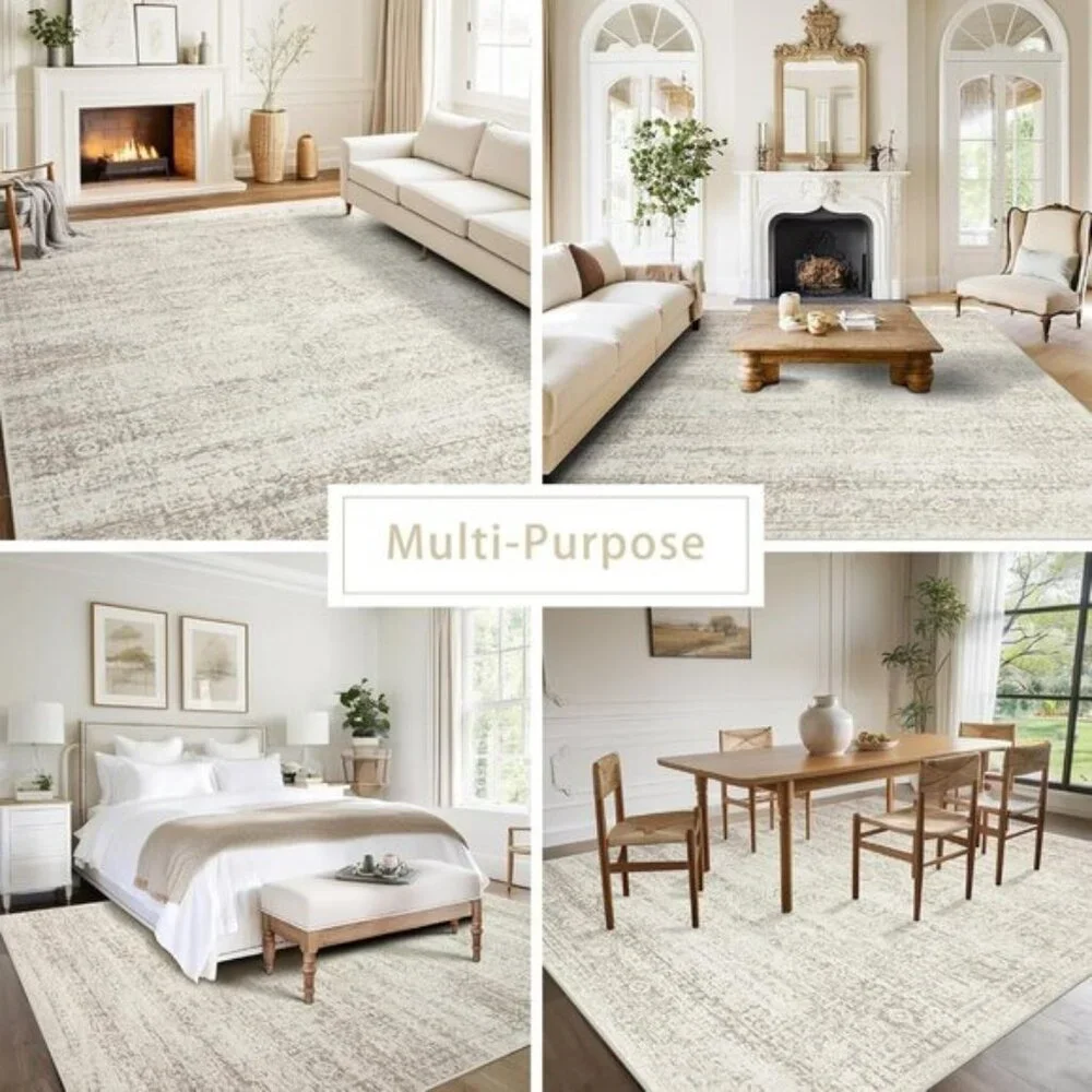 New 8x10 Washable Area Rug Vintage Soft Non-Slip Carpet for Living Room Home